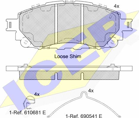 Icer 182296 - Тормозные колодки, дисковые, комплект autosila-amz.com