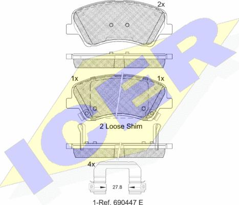 Icer 182298 - Тормозные колодки, дисковые, комплект autosila-amz.com