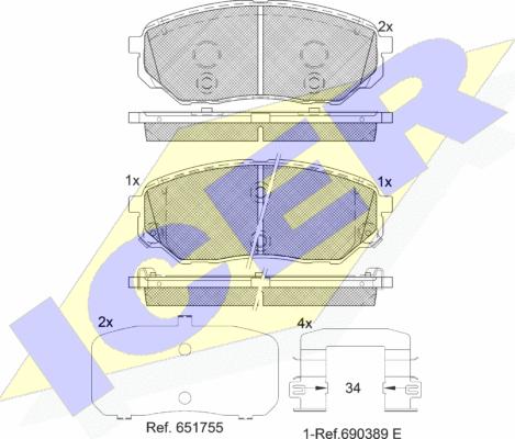 Icer 182244 - Тормозные колодки, дисковые, комплект autosila-amz.com