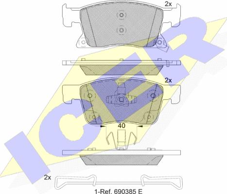 Icer 182245 - Тормозные колодки, дисковые, комплект autosila-amz.com