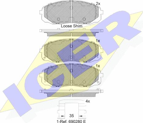 Icer 182253 - Тормозные колодки, дисковые, комплект autosila-amz.com