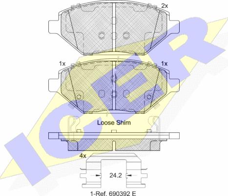 Icer 182261 - Тормозные колодки, дисковые, комплект autosila-amz.com