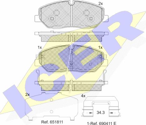 Icer 182268 - Тормозные колодки, дисковые, комплект autosila-amz.com