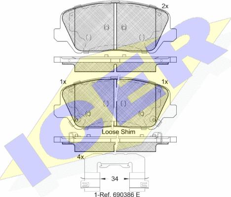 Icer 182239 - Тормозные колодки, дисковые, комплект autosila-amz.com