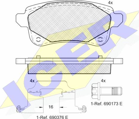 Icer 182222-208 - Тормозные колодки, дисковые, комплект autosila-amz.com