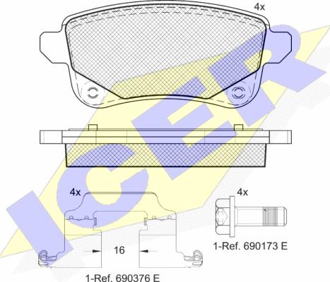 Icer 182222 - Тормозные колодки, дисковые, комплект autosila-amz.com