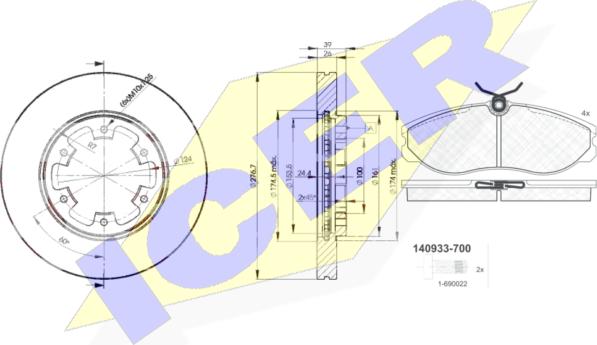 Icer 30933-3101 - Дисковый тормозной механизм, комплект autosila-amz.com