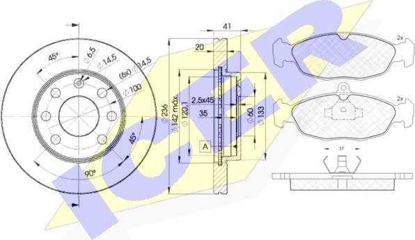 Icer 30858-1440 - Дисковый тормозной механизм, комплект autosila-amz.com