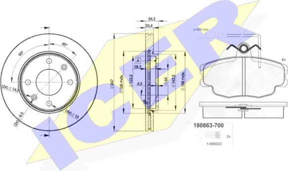 Icer 30863-4694 - Дисковый тормозной механизм, комплект autosila-amz.com