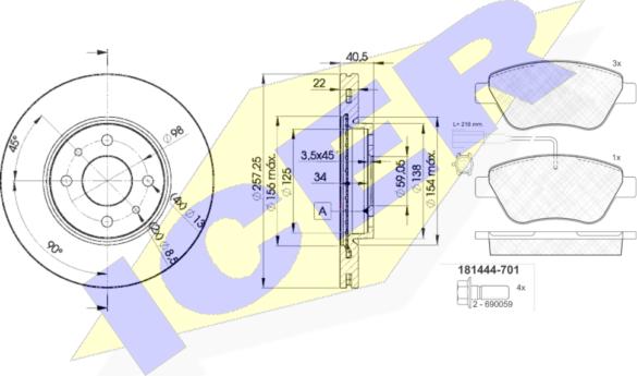 Icer 31444-1650 - Дисковый тормозной механизм, комплект autosila-amz.com