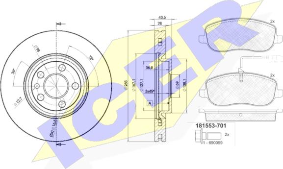 Icer 31553-4678 - Дисковый тормозной механизм, комплект autosila-amz.com