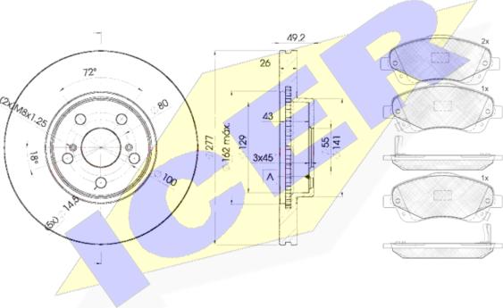 Icer 31573-0504 - Дисковый тормозной механизм, комплект autosila-amz.com