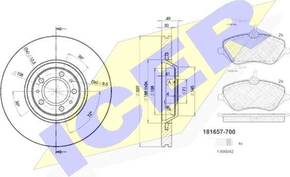 Icer 31657-4608 - Дисковый тормозной механизм, комплект autosila-amz.com