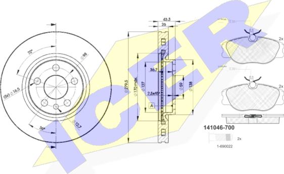 Icer 31046-4620 - Дисковый тормозной механизм, комплект autosila-amz.com