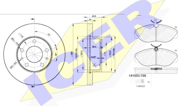 Icer 31053-4681 - Дисковый тормозной механизм, комплект autosila-amz.com