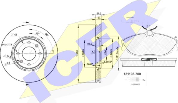 Icer 31108-7406 - Дисковый тормозной механизм, комплект autosila-amz.com