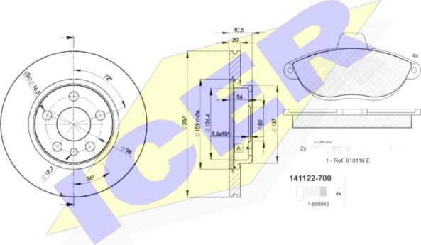 Icer 31122-4683 - Дисковый тормозной механизм, комплект autosila-amz.com