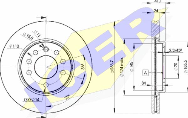 Icer 78BD9047-2 - Тормозной диск autosila-amz.com