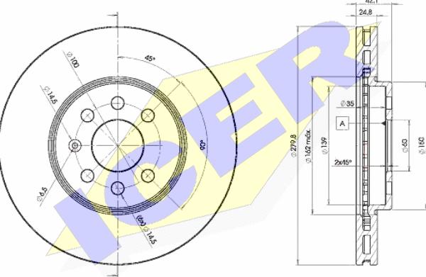 Icer 78BD9001-2 - Тормозной диск autosila-amz.com