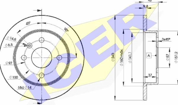 Icer 78BD9108-2 - Тормозной диск autosila-amz.com