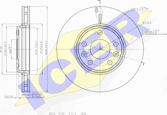 Icer 78BD4668-2 - Тормозной диск autosila-amz.com