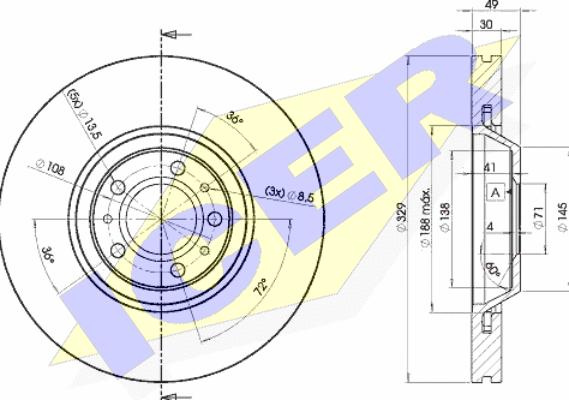 Icer 78BD4608-2 - Тормозной диск autosila-amz.com