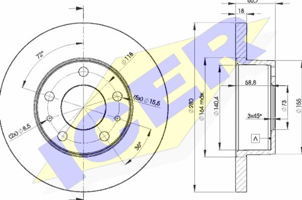 Icer 78BD4680-2 - Тормозной диск autosila-amz.com