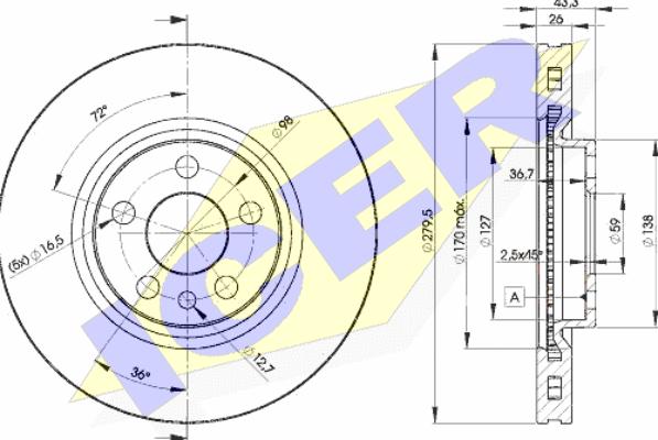 Icer 78BD4620-2 - Тормозной диск autosila-amz.com