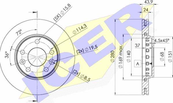 Icer 78BD4022-2 - Тормозной диск autosila-amz.com