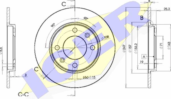 Icer 78BD4247-2 - Тормозной диск autosila-amz.com