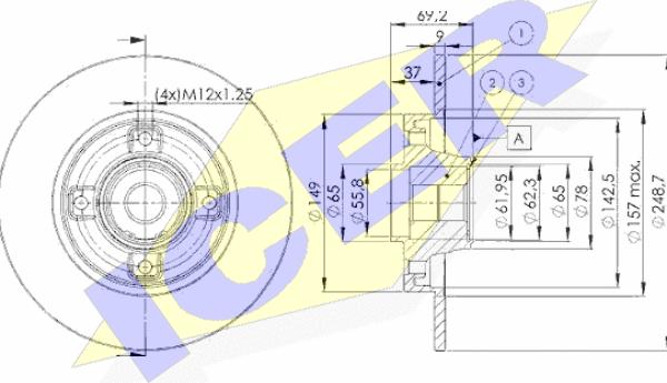 Icer 78BD4745-1 - Тормозной диск autosila-amz.com