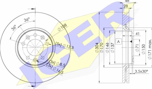 Icer 78BD4755-2 - Тормозной диск autosila-amz.com