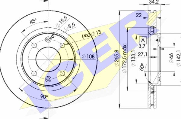 Icer 78BD4750-2 - Тормозной диск autosila-amz.com