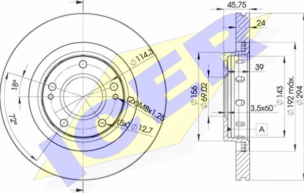 Icer 78BD5924-2 - Тормозной диск autosila-amz.com