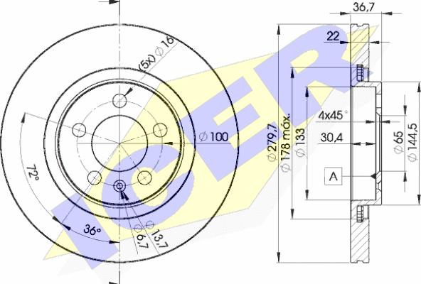 Icer 78BD5603-2 - Тормозной диск autosila-amz.com