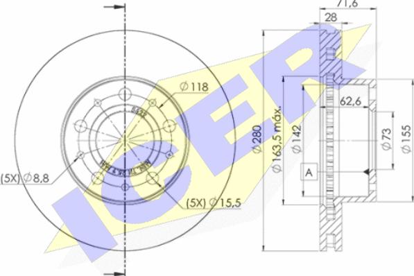 Icer 78BD5622-2 - Тормозной диск autosila-amz.com