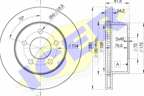 Icer 78BD5115-1 - Тормозной диск autosila-amz.com