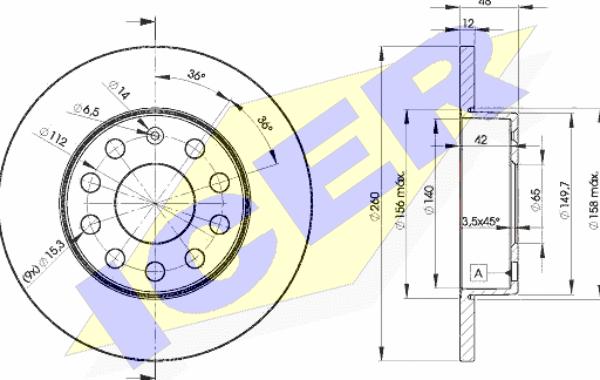 Icer 78BD5310-2 - Тормозной диск autosila-amz.com