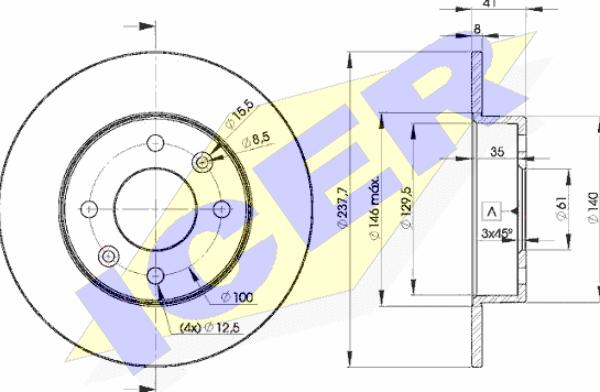 Icer 78BD6947-2 - Тормозной диск autosila-amz.com