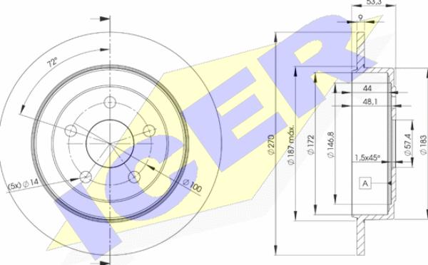 Icer 78BD6433-2 - Тормозной диск autosila-amz.com