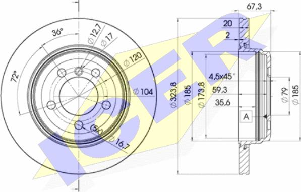 Icer 78BD6127-2 - Тормозной диск autosila-amz.com