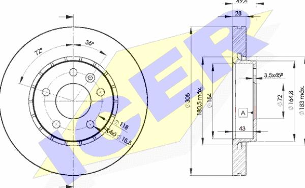 Icer 78BD6845-2 - Тормозной диск autosila-amz.com