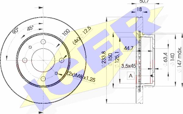 Icer 78BD0550-2 - Тормозной диск autosila-amz.com