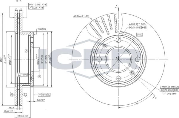 Icer 78BD0570-2 - Тормозной диск autosila-amz.com