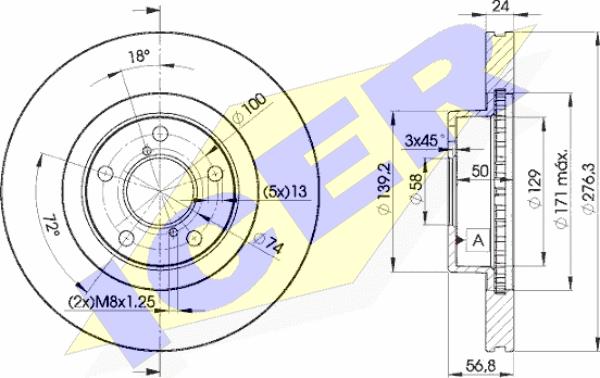 Icer 78BD0033-2 - Тормозной диск autosila-amz.com