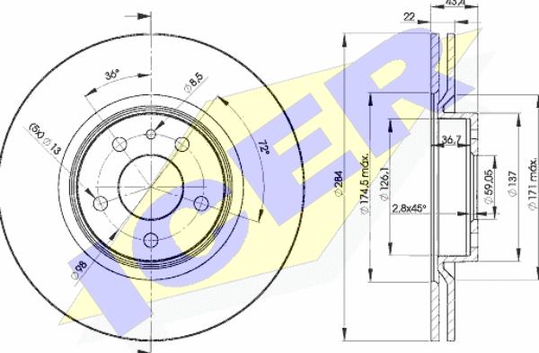 Icer 78BD1548-2 - Тормозной диск autosila-amz.com