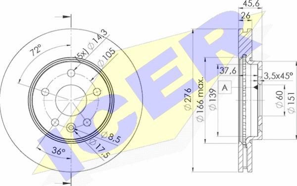 Icer 78BD1559-2 - Тормозной диск autosila-amz.com