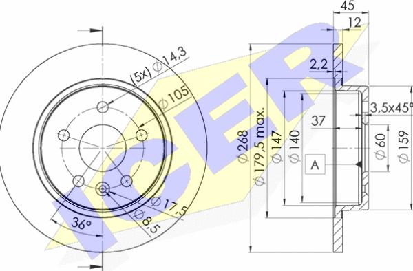 Icer 78BD1560-2 - Тормозной диск autosila-amz.com