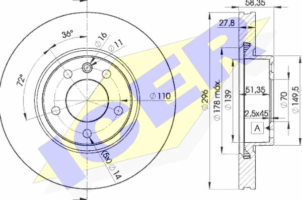 Icer 78BD1134-2 - Тормозной диск autosila-amz.com