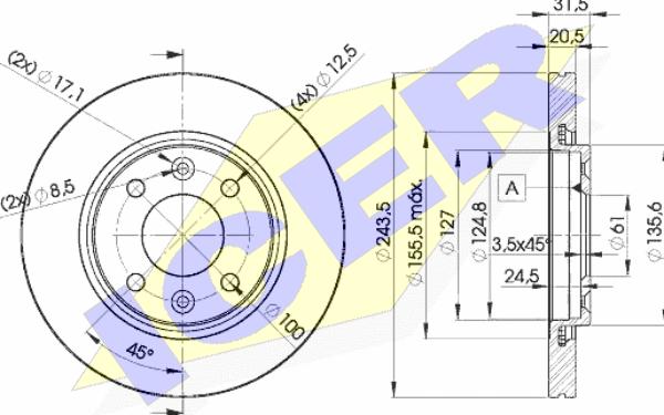 Icer 78BD8901-2 - Тормозной диск autosila-amz.com